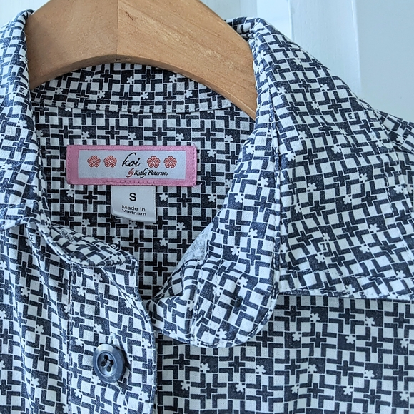 Cotton Blue and White Printed Dress. Pockets! Small. - Picture 9 of 12